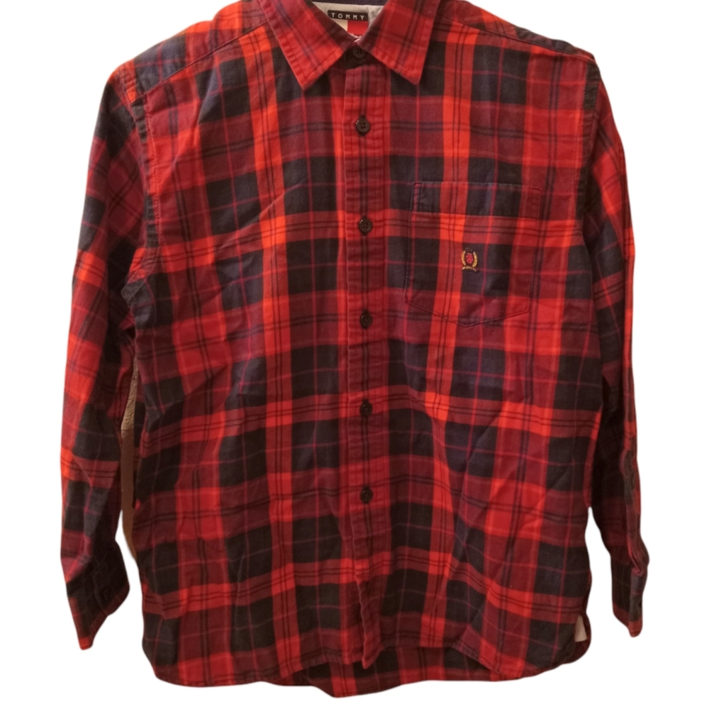 Tommy Hilfiger plaid red and black long sleeve size M